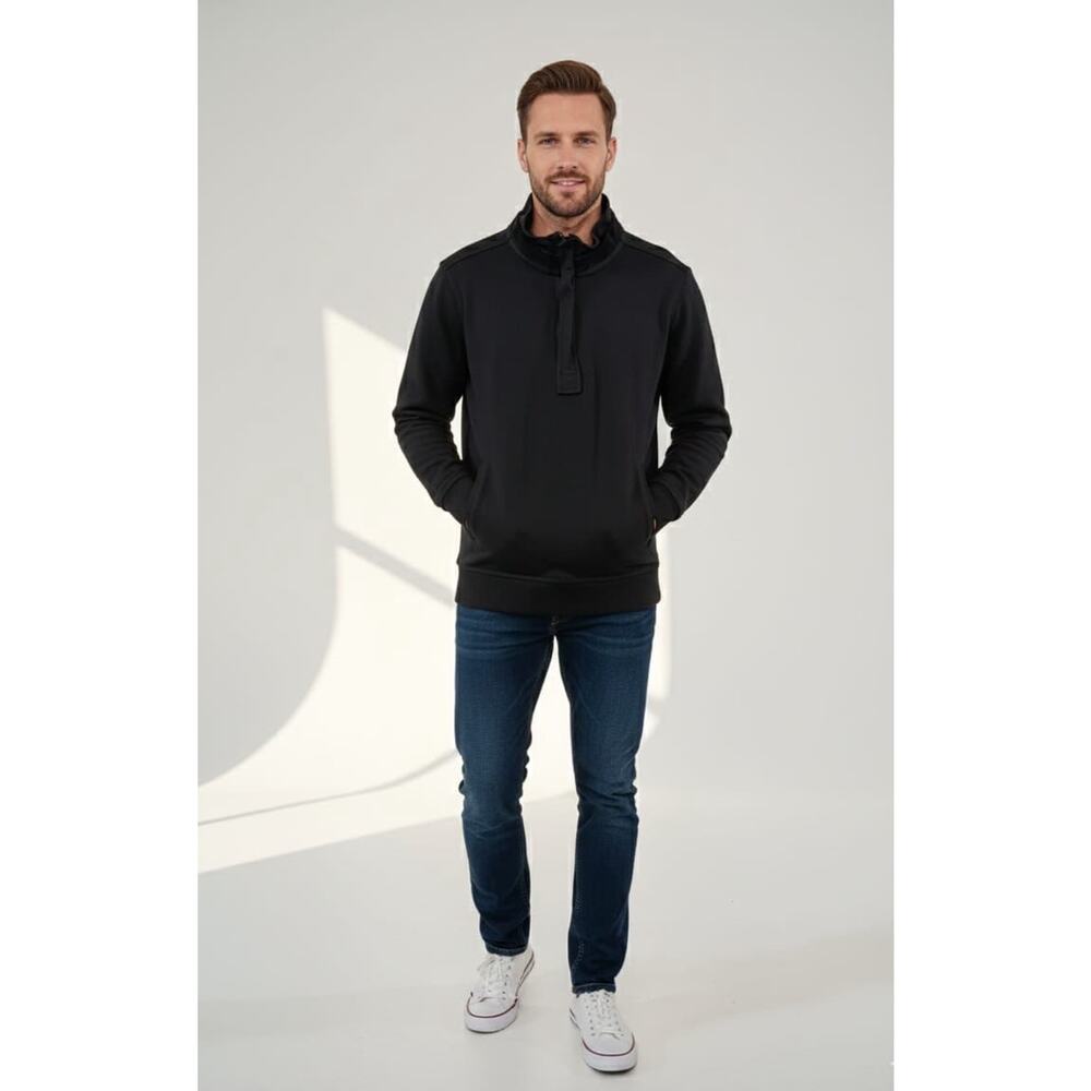 Furor Elements Pullover Sweatshirt Corduroy Elbow Patches & Collar 1/4 Zip Small